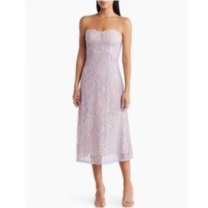 NWT Nordstrom purple pink lace strapless dress gown